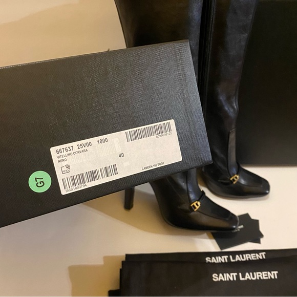 Saint Laurent Square Toe Heeled Boots - Picture 8 of 9